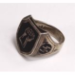 German SS Panzer ring, silver 835 marked, fine quality piece