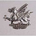 Cardiff Pals (probably) silver sweetheart badge reads "Cardiff" on the front-marked silver on