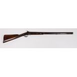 19th Century percussion cap rifle by a Saxmundham gun maker. Ramrod fitting bar loose. Sold as seen