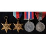 Imperial Service Medal GVI (Alfred Smith), 1939-45 Star, Atlantic Star, War Medal. (4)