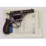 Revolver, a .450 Cal British Bulldog, 5 shot, Victorian era piece. Barrel 3", chequered wooden