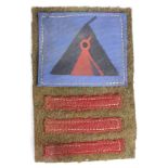 Badges unknown WW2 British Div patch set on battledress cloth still, service worn.