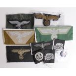 German Nazi cloth items, a mixture of original and reproduction. (10 items)