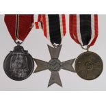 German Nazi Medals - Merit Cross without Swords, Merit Medal, and Russian Front Medal. (3)