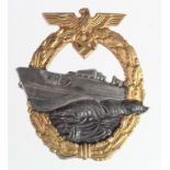 German WW2 E boat War badge with hook above pin maker marked.