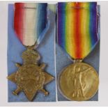 1915 Star and Victory Medal to S-5118 Pte T Stark R.Highlanders. Served 10th Bn. (2) polished