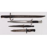 Edged weapons - 1) Arisaka model 1897 sword bayonet in its steel scabbard (locking stud missing)
