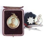 WW1 small collectable items inc Ypres dagger sweetheart badge, Hindenburg Airship pin badge,