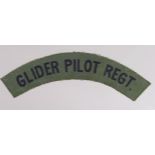 Cloth Badge: Glider Pilot Regt. Scarce WW2 printed cloth shoulder title badge in excellent unworn
