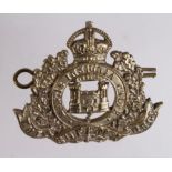 Suffolk Regiment Officers Cap badge KC, unmarked Silver, 2 Towers