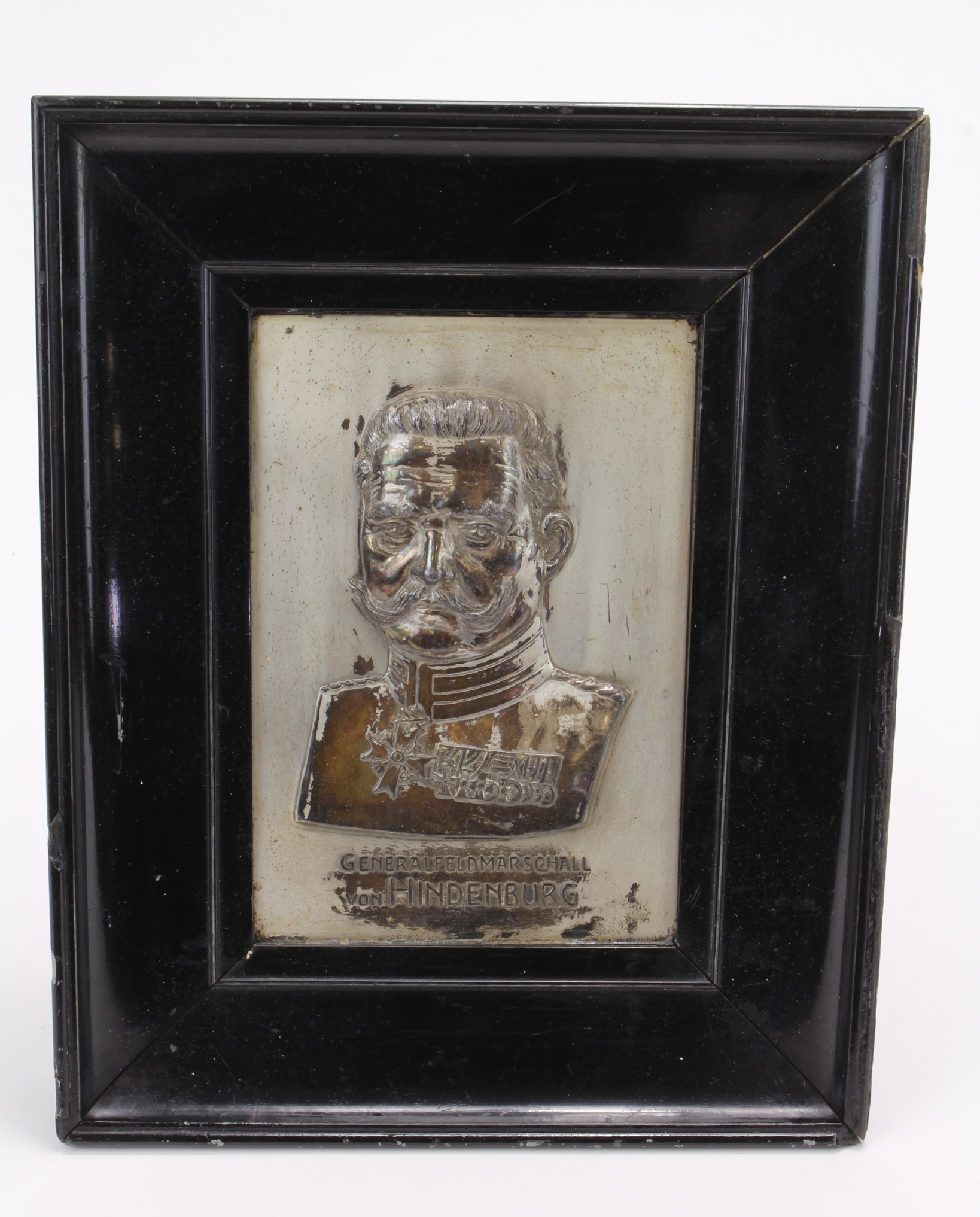 Imperial German memorial ? plaque in black frame 'Generalfeldmarschall von Hindenburg'. 10.5"x13"