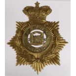 Badge: Suffolk Regiment 1881-1901 Cloth Helmet Plate Badge in gilding metal in excellent condition