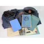 RAF WW2 pilots uniform with jacket, trousers, hat complete with Kings crown pilots wings hat