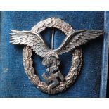 German Luftwaffe Pilots badge, in fitted embossed case, maker marked Junker Berlin