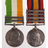 QSA with bars CC/OFS/RoL/Tran named to (4980 Pte W Johnson 2nd RL Fus), and KSA with bars SA01/