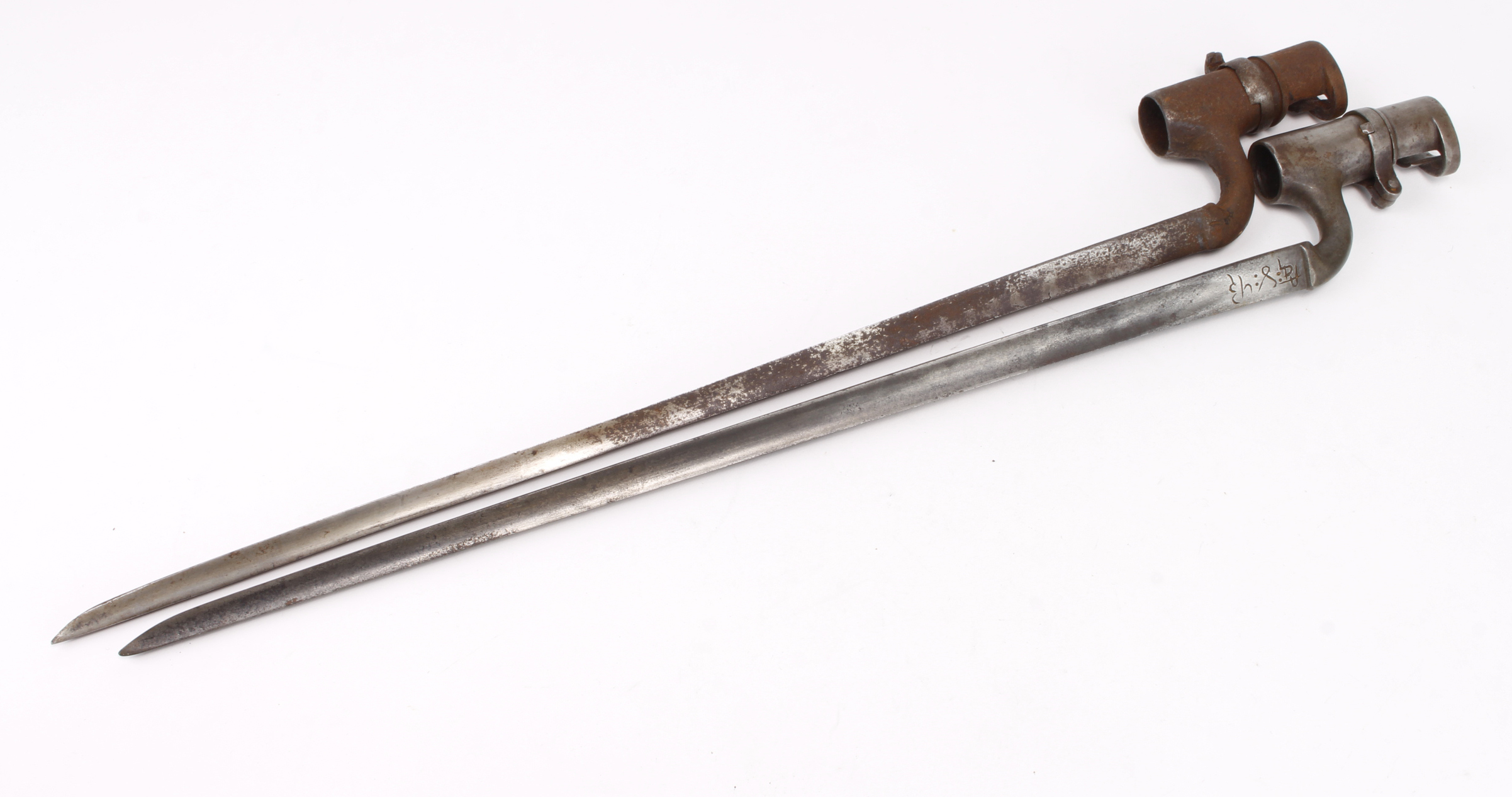 Bayonets, British types all without Scabbards - 1) Martini Henry pattern 1876 Socket Bayonet with