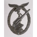 German Luftwaffe Flak badge, GB maker marked, part of Swastika lost on service