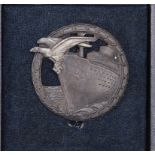 German Blockade Naval Breakers badge in embossed case of issue, maker marked Otto Placzek Berlin