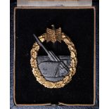 German Coastal Artillery war badge in fitted case