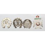 Sweetheart pin badge collection - all silver - Royal Artillery 1902/3, Dorsetshire Regt 1911/12,