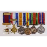 Miniature medal group mounted as worn - DSO GVR silver gilt & enamel with integral top ribbon bar,