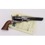 Revolver, a quality Pietta copy of a Colt Model 1851 Navy Revolver, octagonal blued barrel 7.5"