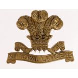 Badge: XII Royal Lancers (KK 767) WW1, all brass emergency issue 1916 cap badge in excellent