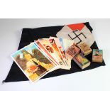 German Hitler Youth BDM Pennant 50x75cm, with HJ match boxes x4, and postcards. (Qty)