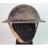 WW2 Home Front helmet R (Rescue) stencilled inside Albert Dolphin Hospital.