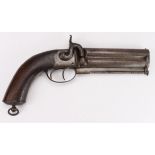 Pistol, a good large over & under barrelled percussion pistol, c1850. Barrels 6", top flat