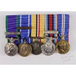 Miniature medal group mounted as worn - CSM QE2 for Northern Ireland, UN Medal for Former