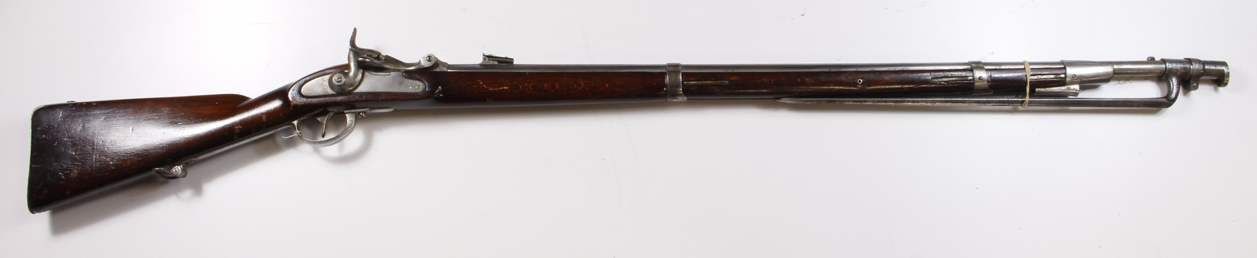 Austrian Wanzl Service Rifle with Bayonet, 13.9mm breech loading rifle model 1854/67. 1867 stopgap