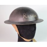 WW2 Home Front Helmet RESCUE stencilled inside Albert Dolphin Hospital.