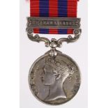 India General Service Medal 1854 with Hazara 1888 clasp to (199 Pte W Cocksedge 1st Bn Suffolk