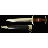 German Nazi NSKK Carl Heidelberg Solingen monogram dagger with scabbard, 'wf' stamp to crossguard