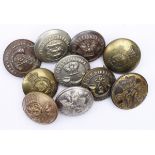 Buttons 9x Victorian examples, includes 3 Rifle Volunteers (Lincolnshire, South Middlesex & 1st.