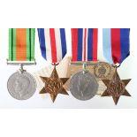 RAF WW2 group of four medals 1939-45 Star, F&G Star, Defence and War in named box to F/LT B L