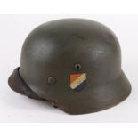 German steel Helmet a Dutch SS M35 style, with liner & chinstrap, double decal, light corrosion to