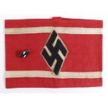 German Nazi NPEA Studentenbund armband, and enamelled pin badge. (2)
