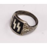 German SS Mans finger ring, DRGM & SS marked to inner