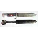 German original Hitler youth knife VZ M7/40 marked with good HJ diamond to grip complete with