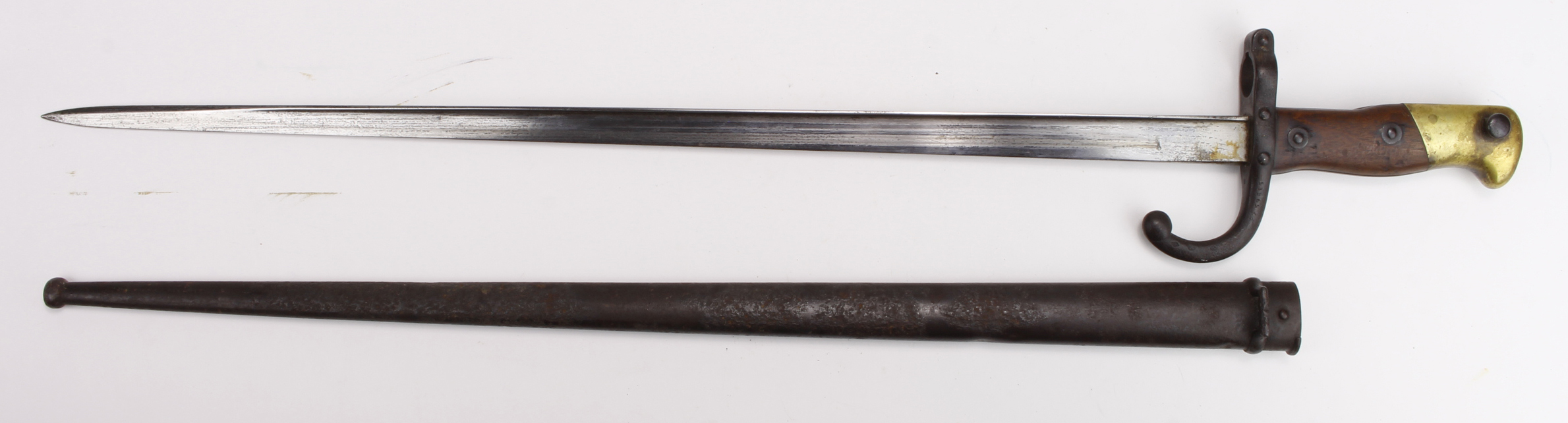 French Epee Bayonet dated 1876, with metal scabbard
