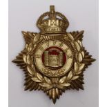 Suffolk Regiment O/Rs Helmet Plate, KC, brass