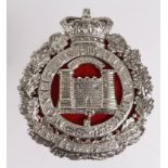 Suffolk Regiment Officers Foreign Service Helmet Badge, QVC, Silver