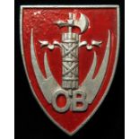 Fascist badge, original WW2 Italian Fascist R.S.I. "White Flames" Opera Balilla lapel badge. This