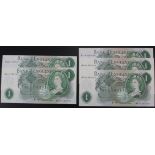 Page 1 Pound (5) issued 1970, a set of REPLACEMENT notes in 2 consecutive runs, serial MT16 051023 -