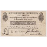 Bradbury 1 Pound issued 23rd October 1914, serial E1/36 41963 (T11.2, Pick349a) a few pinholes, rust