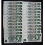 O'Brien 1 Pound (24), a collection of Series C Portrait notes, some consecutive numbers and first