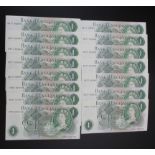 Page 1 Pound (15) issued 1970, a consecutively numbered run of 11 notes serial ER77 462841 - ER77