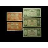 Australia (5) a collection of King George VI portrait notes, 10 Shillings (2) issued 1942 & 1949,
